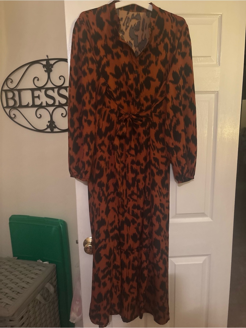 SHEIN Rust and Black Animal Print Maxi Dress